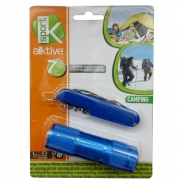 hiking camping pic nic set, flashlight and knife set for camping